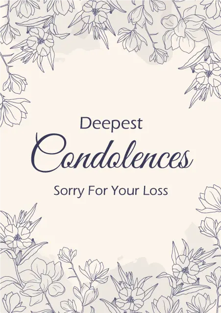 Soft floral sympathy card with Deepest Condolences and Sorry for Your Loss message for a group